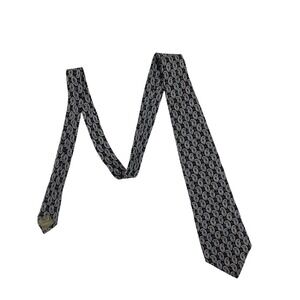 Christopher Hayes Tie Mens OS Black Blue Grey Silk Paisley Italy Geometric 57"X4